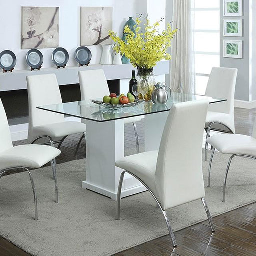 Eva White/Clear Dining Table - Big's Furniture (NV) - Multi Location