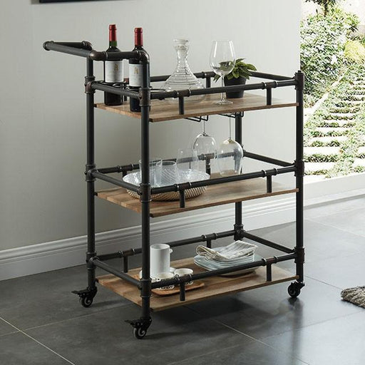 Aylmer Sand Black/Natural Serving Cart - Big's Furniture (NV) - Multi Location