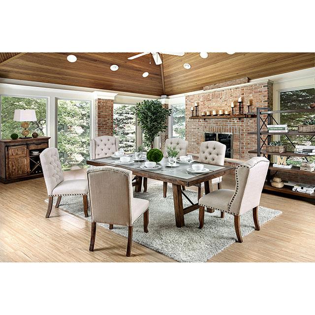 Gianna Rustic Pine/Ivory Wingback Chair (2/CTN) - Big's Furniture (NV) - Multi Location