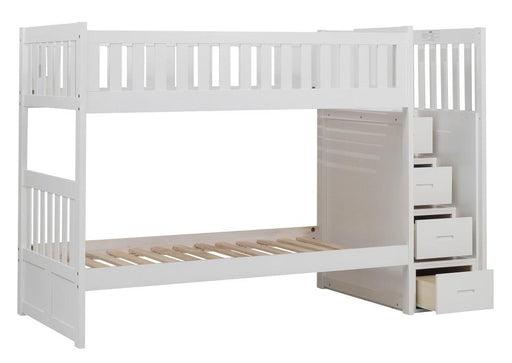 Galen Bunk Bed w/ Reversible Step Storage in White B2053SBW-1 - Big's Furniture (NV) - Multi Location