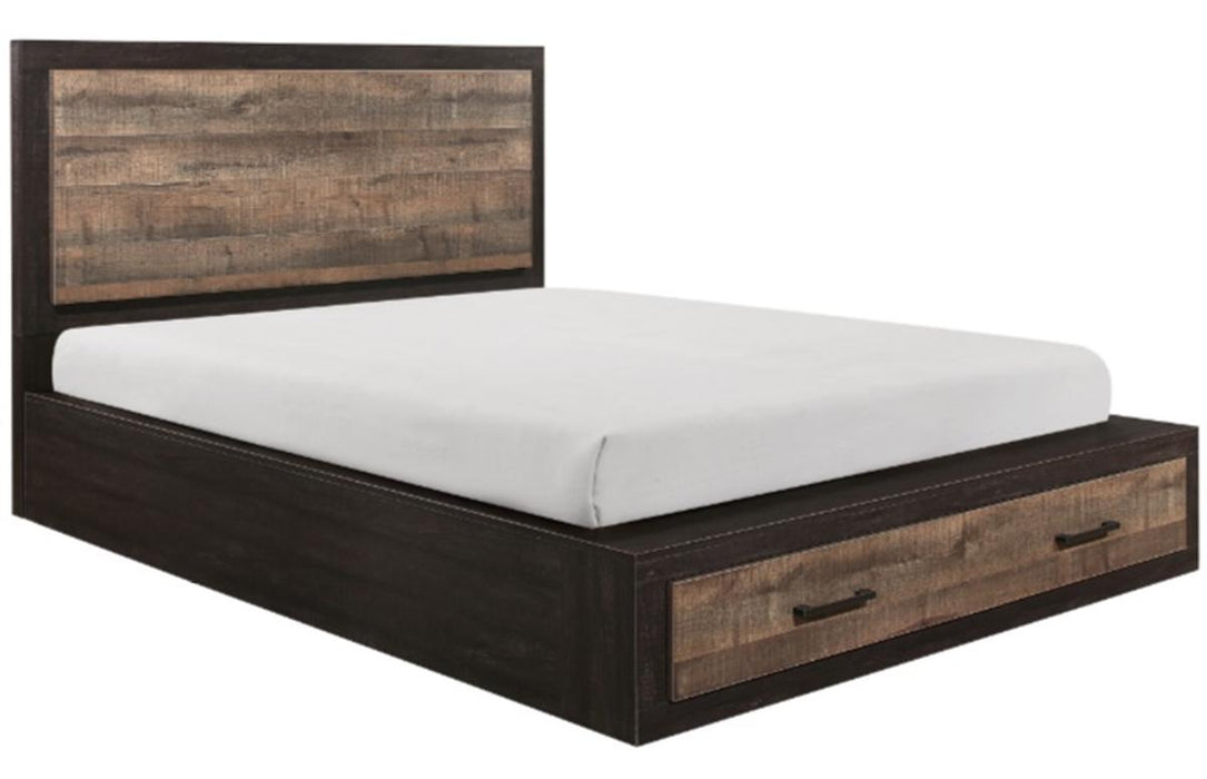 Miter King Platform Bed with Footboard Storage in Rustin Mahogany & Dark Ebony 1762K-1EK - Big's Furniture (NV) - Multi Location
