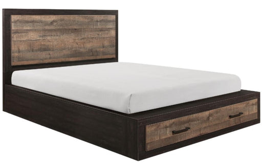 Miter King Platform Bed with Footboard Storage in Rustin Mahogany & Dark Ebony 1762K-1EK - Big's Furniture (NV) - Multi Location