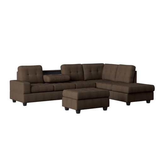 9507CHC3OT - (3)3-Piece Reversible Sectional with Drop-Down Cup Holders and Storage Ottoman - Big's Furniture (NV) - Multi Location