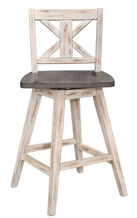 Amsonia Swivel Counter Height Chair in Gray and White (Set of 2) - Big's Furniture (NV) - Multi Location