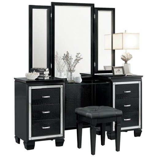 Allura Vanity Dresser with Mirror in Black 1916BK-15 - Big's Furniture (NV) - Multi Location