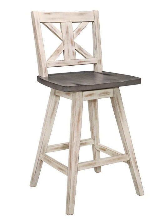 Amsonia Swivel Counter Height Chair in Gray and White (Set of 2) - Big's Furniture (NV) - Multi Location