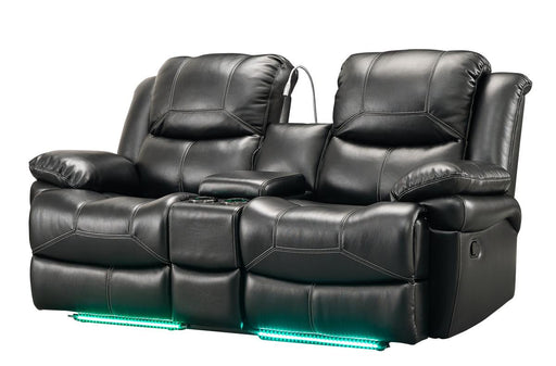 New Classic Flynn Console Loveseat (Lights) in Premier Black - Big's Furniture (NV) - Multi Location