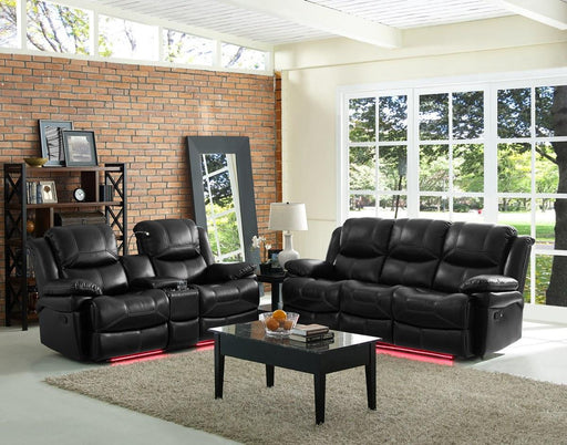 New Classic Flynn Console Loveseat (Lights) in Premier Black - Big's Furniture (NV) - Multi Location