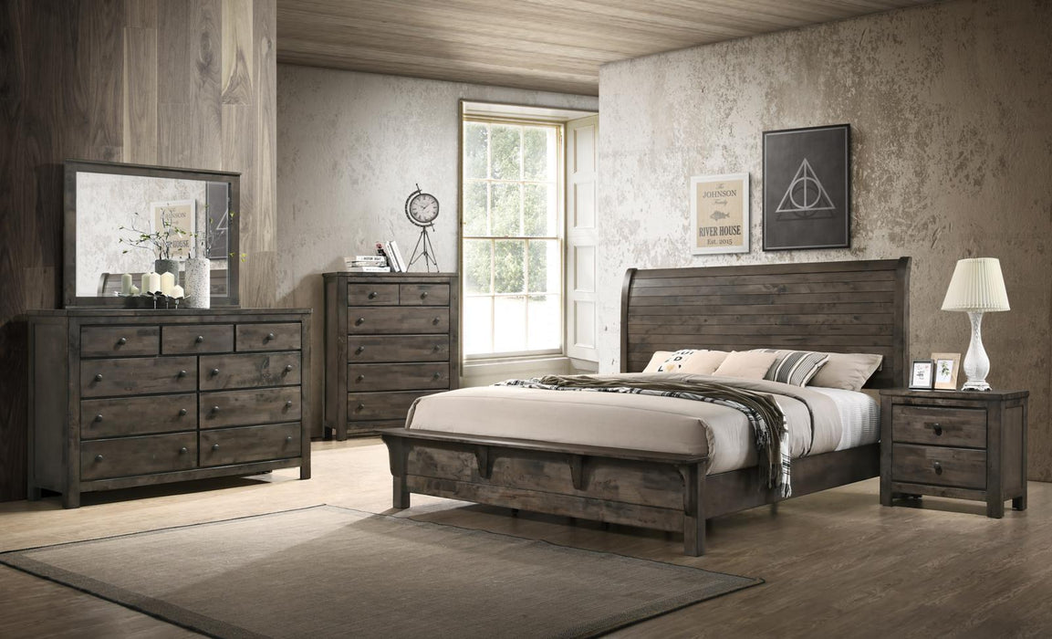 New Classic Furniture Blue Ridge King Bed w/ Bench Footboard in Rustic Gray - Big's Furniture (NV) - Multi Location