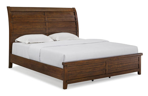 New Classic Furniture Fairfax King Panel Bed in Medium Oak - Big's Furniture (NV) - Multi Location