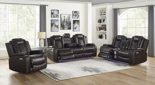 New Classic Furniture Joshua Console Loveseat with Dual Recliners in Dark Brown - Big's Furniture (NV) - Multi Location