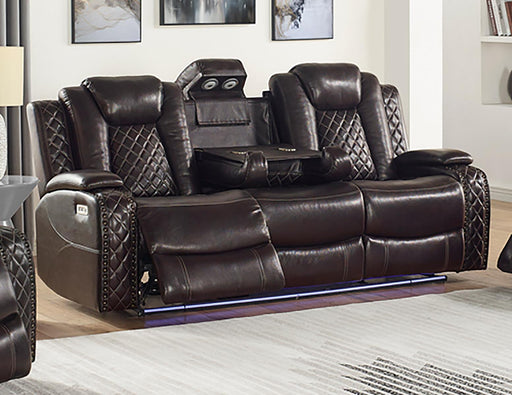 New Classic Furniture Joshua Sofa with Dual Recliner in Dark Brown - Big's Furniture (NV) - Multi Location