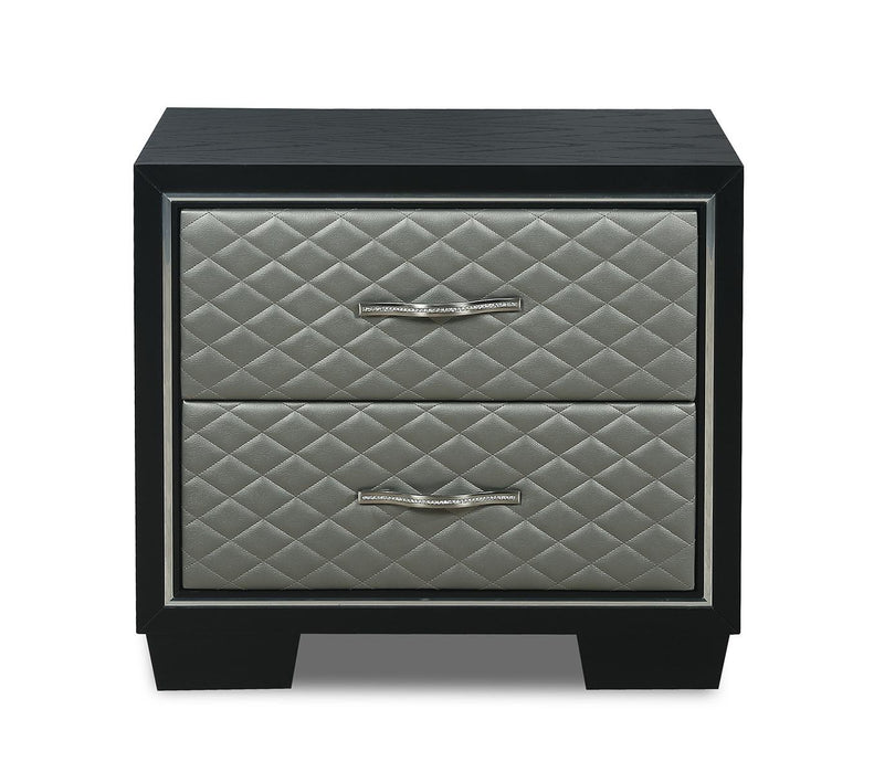 New Classic Furniture Luxor 2 Drawer Nightstand in Black/Silver - Big's Furniture (NV) - Multi Location