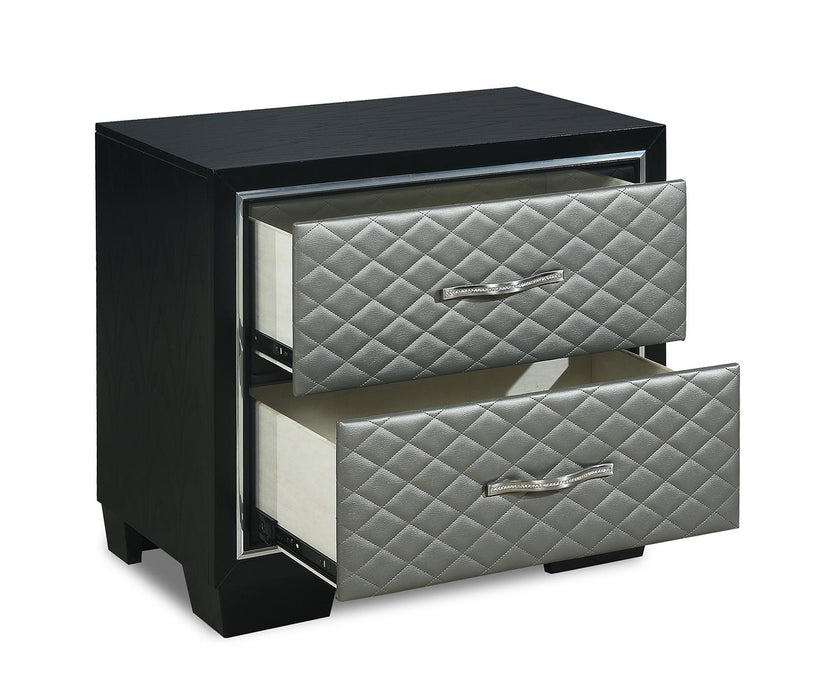 New Classic Furniture Luxor 2 Drawer Nightstand in Black/Silver - Big's Furniture (NV) - Multi Location