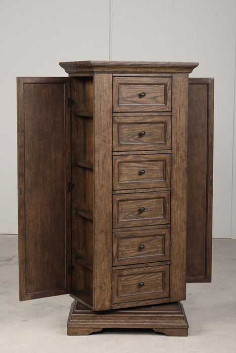New Classic Furniture Mar Vista Swivel Lingerie Chest w/Mirror in Brushed Walnut - Big's Furniture (NV) - Multi Location