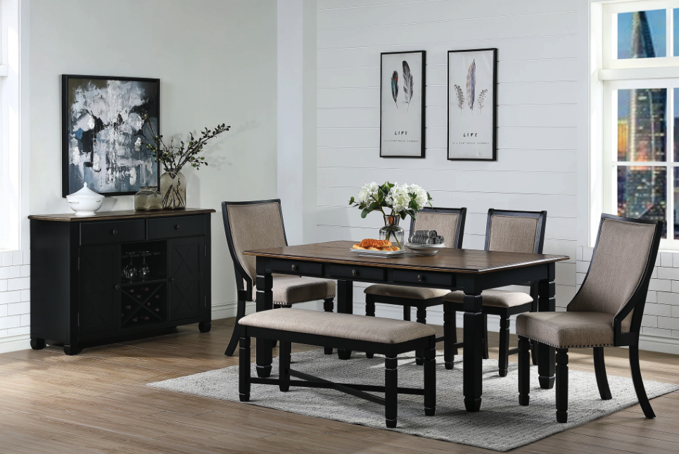 New Classic Furniture Prairie Point 6 Drawer Rectangular Dining Table in BlackPROMO - Big's Furniture (NV) - Multi Location