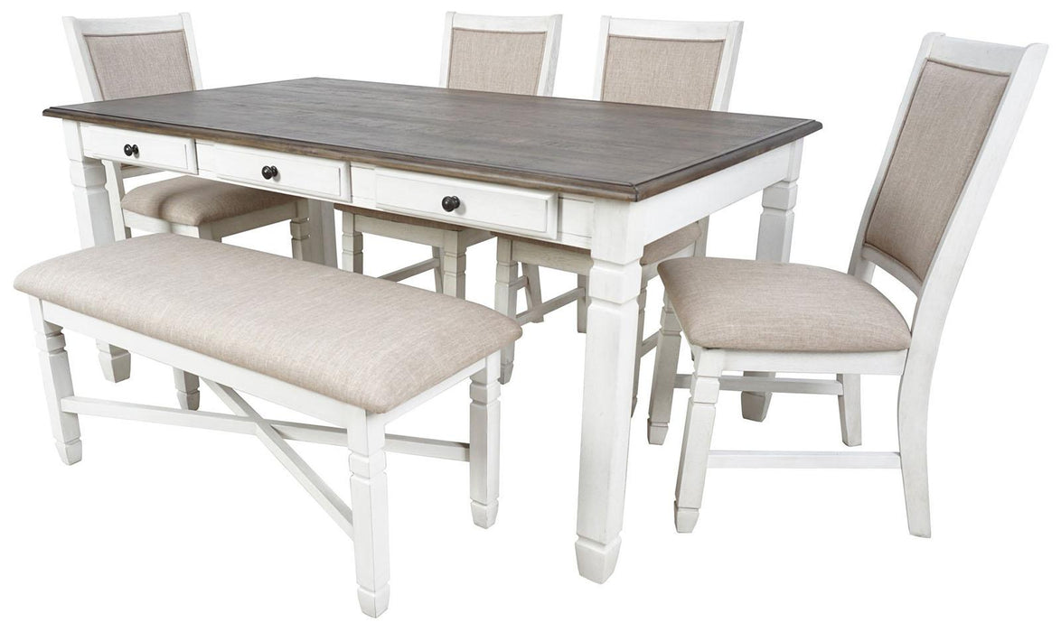 New Classic Furniture Prairie Point 6 Drawer Rectangular Dining Table in White - Big's Furniture (NV) - Multi Location