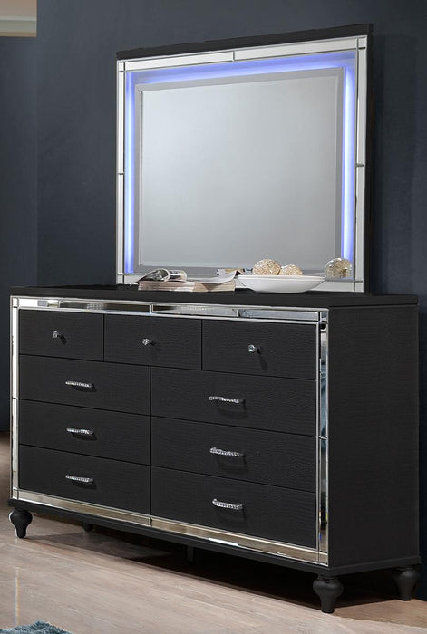 New Classic Furniture Valentino Lighted Mirror in Black - Big's Furniture (NV) - Multi Location