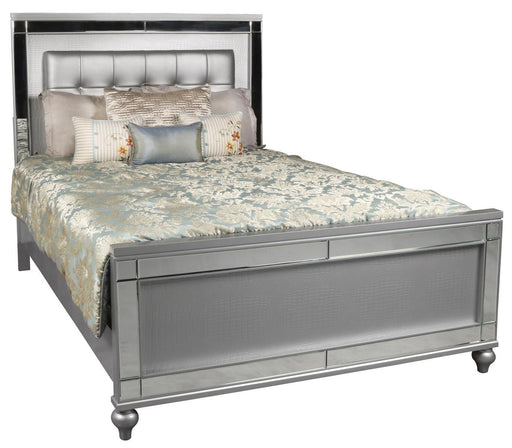 New Classic Furniture Valentino Queen Upholstered Lighted Bed in Silver - Big's Furniture (NV) - Multi Location