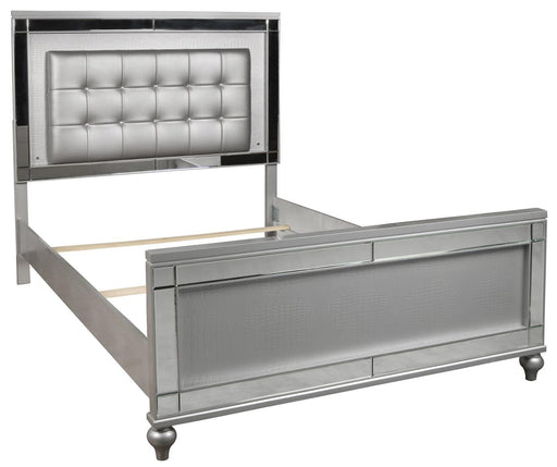 New Classic Furniture Valentino Queen Upholstered Lighted Bed in Silver - Big's Furniture (NV) - Multi Location