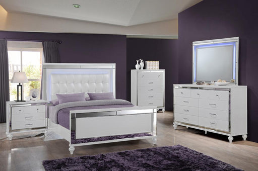New Classic Furniture Valentino Queen Upholstered Lighted Bed in White - Big's Furniture (NV) - Multi Location