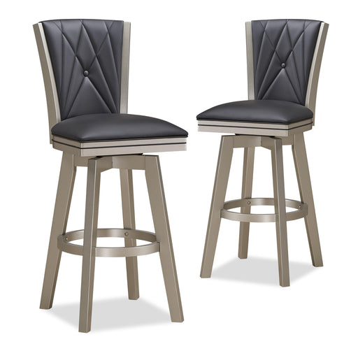 BERKELY 30" SWIVEL BAR STOOL-BLACK/PLATINUM - Big's Furniture (NV) - Multi Location