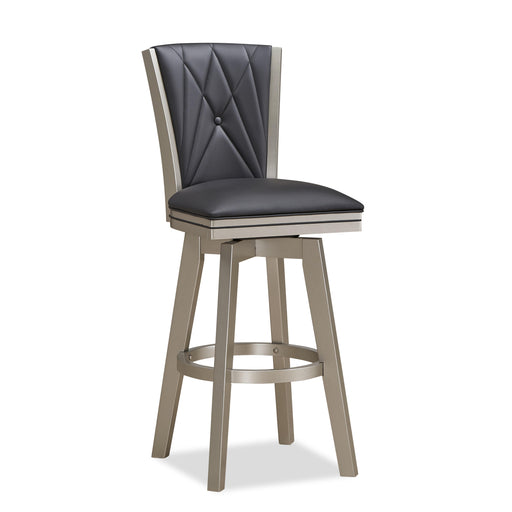BERKELY 30" SWIVEL BAR STOOL-BLACK/PLATINUM - Big's Furniture (NV) - Multi Location