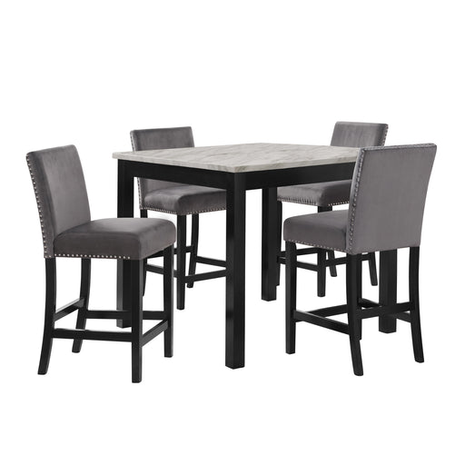 CELESTE 5PC 42" MARBLE FINISH COUNTER TABLE & 4 CHAIRS-GRAY - Big's Furniture (NV) - Multi Location