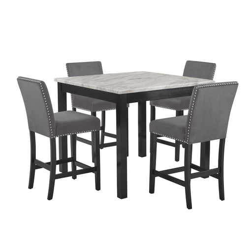 CELESTE 5PC 42" MARBLE FINISH COUNTER TABLE & 4 CHAIRS-GRAY - Big's Furniture (NV) - Multi Location