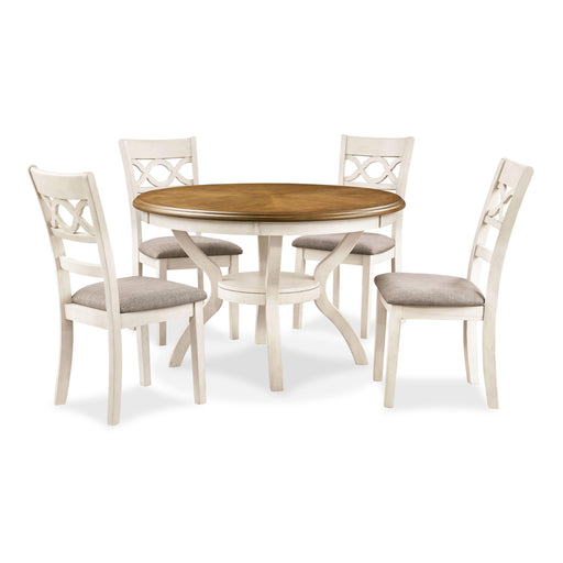 CORI ROUND DINING 5 PC SET-BISQUE/BROWN - Big's Furniture (NV) - Multi Location