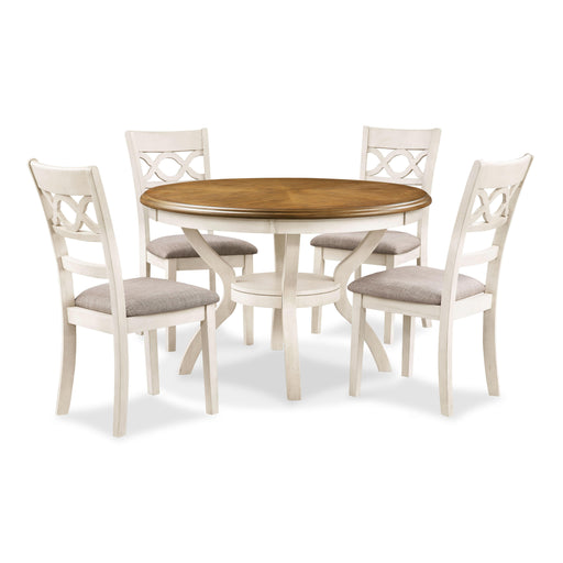 CORI ROUND DINING 5 PC SET-BISQUE/BROWN - Big's Furniture (NV) - Multi Location