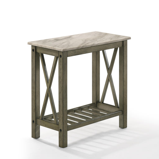 EDEN CHAIRSIDE TABLE-GRAY W/FAUX MARBLE TOP - Big's Furniture (NV) - Multi Location