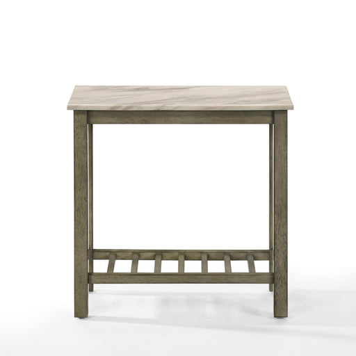 EDEN CHAIRSIDE TABLE-GRAY W/FAUX MARBLE TOP - Big's Furniture (NV) - Multi Location