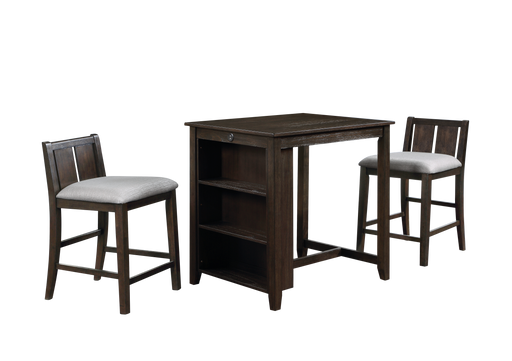 HESTON 36" STORAGE COUNTER TABLE SET W/2 CHAIRS-CHERRY - Big's Furniture (NV) - Multi Location