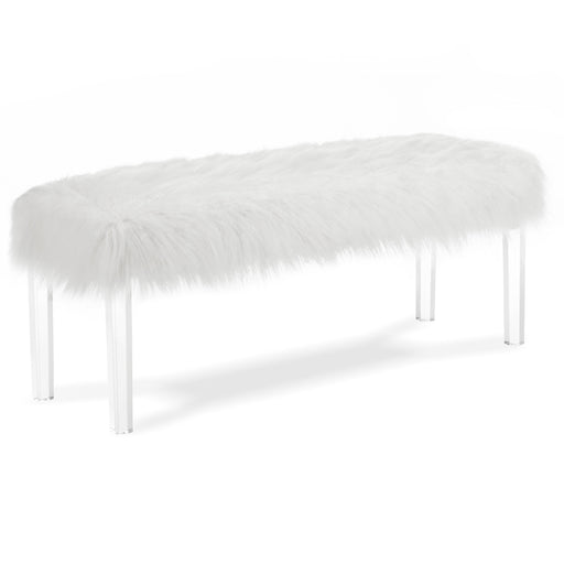 MARILYN UPHOLSTERED WHITE GLAM FAUX FUR BENCH - Big's Furniture (NV) - Multi Location