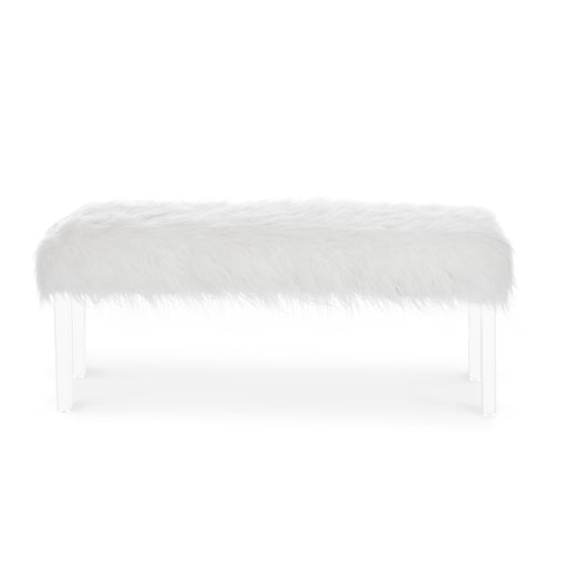 MARILYN UPHOLSTERED WHITE GLAM FAUX FUR BENCH - Big's Furniture (NV) - Multi Location