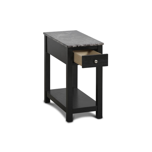 NOAH END TABLE WITH DRAWER-BLACK W/ FAUX MARBLE TOP - Big's Furniture (NV) - Multi Location