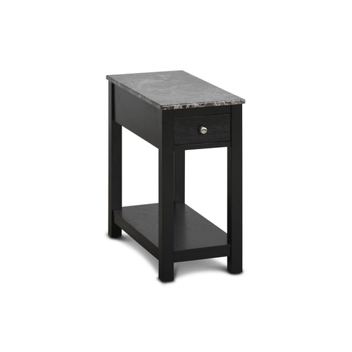 NOAH END TABLE WITH DRAWER-BLACK W/ FAUX MARBLE TOP - Big's Furniture (NV) - Multi Location
