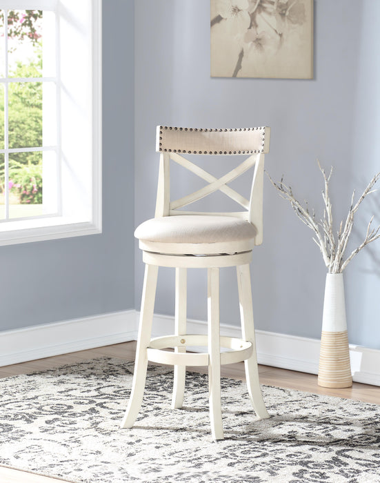 YORK 29" BAR STOOL-ANT WHITE W/FABRIC SEAT - Big's Furniture (NV) - Multi Location