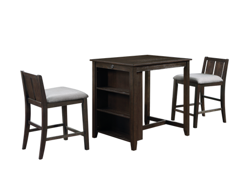 HESTON 36" STORAGE COUNTER TABLE SET W/2 CHAIRS-CHERRY - Big's Furniture (NV) - Multi Location