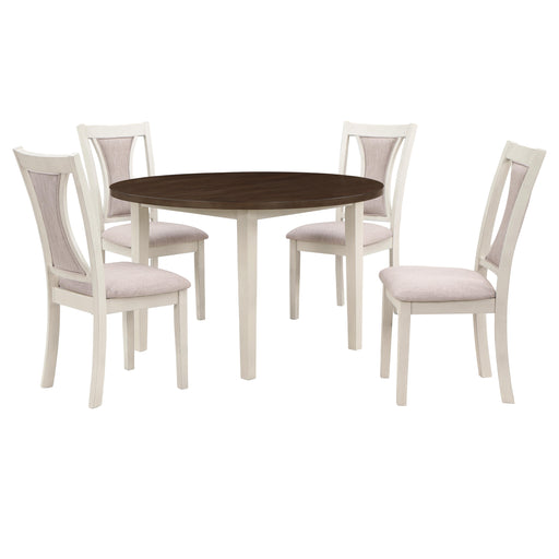 HUDSON 48" ROUND DINING TABLE & 4 CHAIR SET-BROWN/CREME - Big's Furniture (NV) - Multi Location