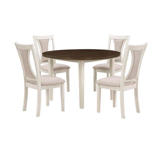 HUDSON 48" ROUND DINING TABLE & 4 CHAIR SET-BROWN/CREME - Big's Furniture (NV) - Multi Location