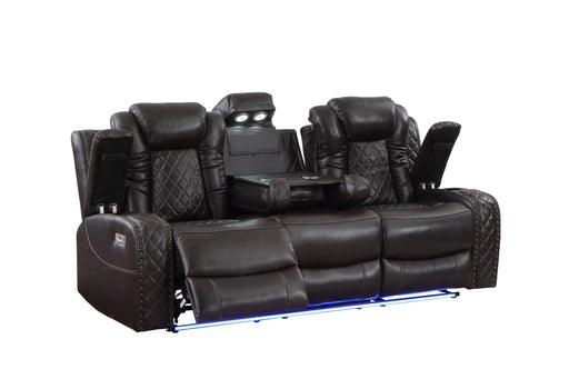JOSHUA LEATHER SOFA W/DUAL RECLINER-DK BROWN - Big's Furniture (NV) - Multi Location