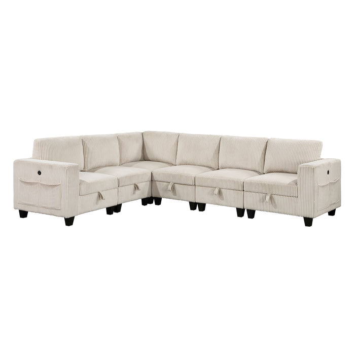 Walterboro-(6)6-Piece Sectional with Storage, Storage Pouches and Charging Ports image