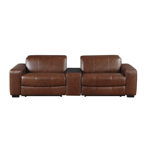 Sutton-(3)Power Double Reclining Love Seat with Center Console, Power Headrest and Charging Ports image