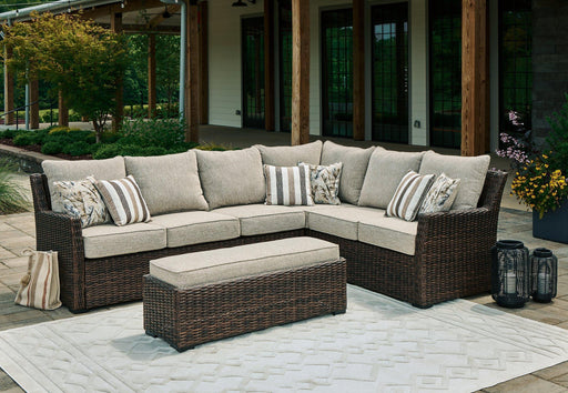 Brook Ranch Outdoor Sofa Sectional/Bench with Cushion (Set of 3) - Big's Furniture (NV) - Multi Location