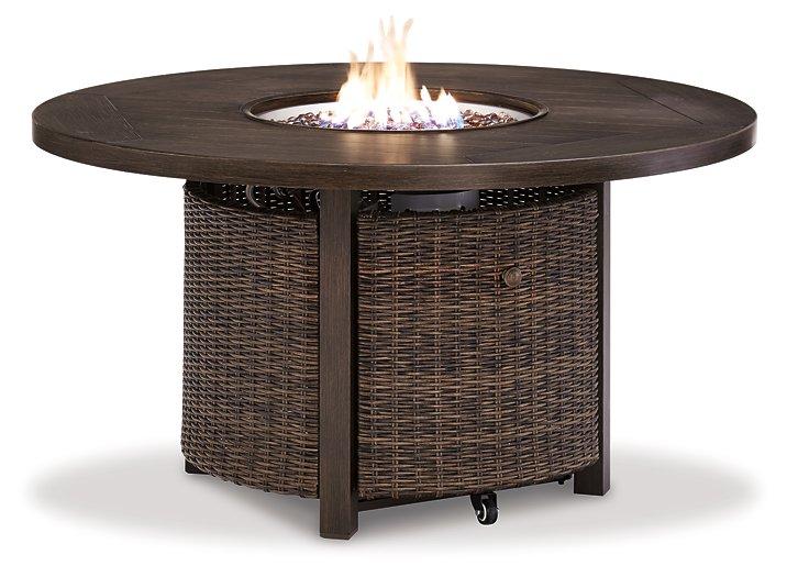 Paradise Trail Paradise Trail Fire Pit Table with 4 Nuvella Swivel Lounge Chairs - Big's Furniture (NV) - Multi Location