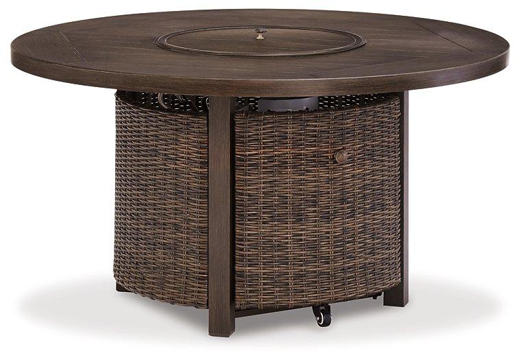 Paradise Trail Paradise Trail Fire Pit Table with 4 Nuvella Swivel Lounge Chairs - Big's Furniture (NV) - Multi Location
