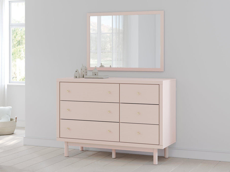 pink and white dresser with mirror Ashley Wistenpine Dresser and Mirror in Pink