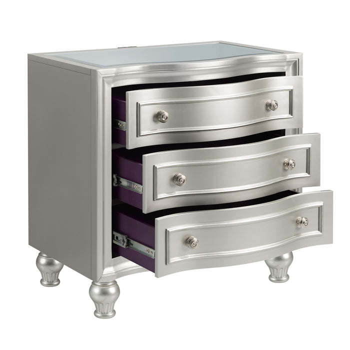 Reflections Nightstand W/Mirrored Top-Silver
